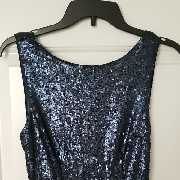 Elegant Navy Sequin Gown - Picture 2 of 5